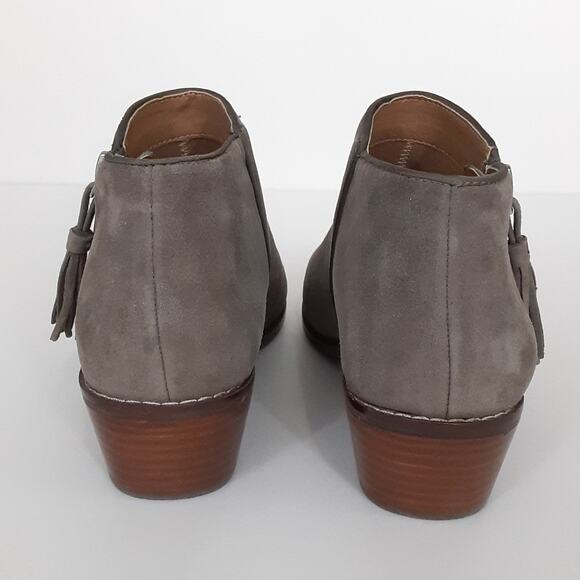 Vionic Serena Ankle Boot Taupe Suede Tassel Orthotic Booties Womens 7 Block Heel - Picture 5 of 11